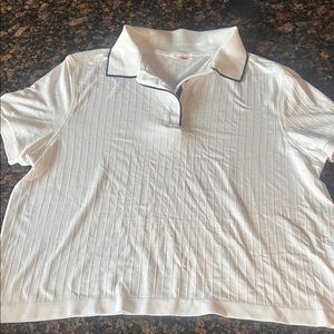 Wilson White Knit Polo with Navy Trim Medium or Large